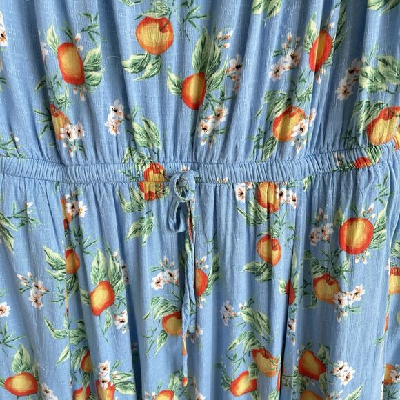 Torrid Textured Woven Double Slit Maxi Dress Blue Orange Print 2X 18-20 - Picture 5 of 15